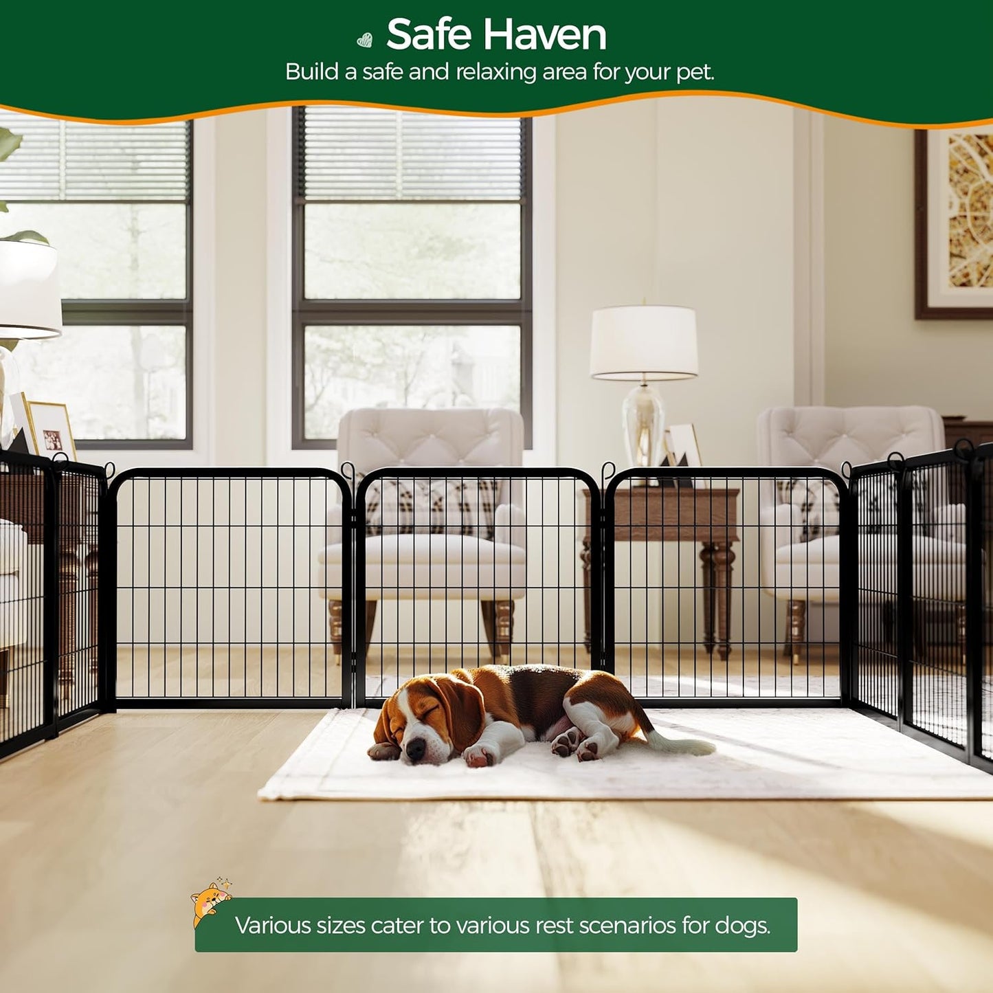24/32/40-Inch 8/16/32 Panel Heavy Duty Pet Playpen Dog Exercise Pen Cat Fence with Door Puppy Rabbits Portable Play Pen,Outdoor/Indoor,Black